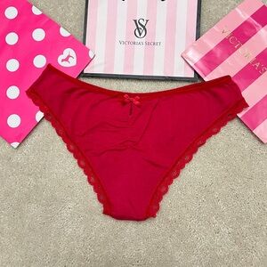 2015 Victoria’s Secret Red Stretch Cotton Keyhole Back Cheeky Panties VS Large L